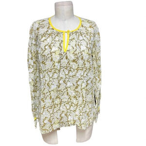 Roberta Roller Rabbit Yellow and Brown‎ Floral Print Peasant Top Size XS